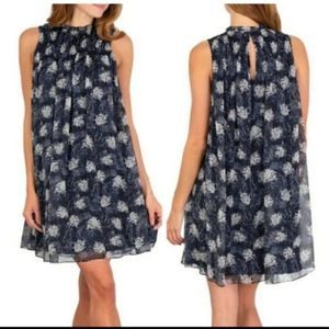 NWT Joie mini dress sz med. Black and grey floral print lined with black